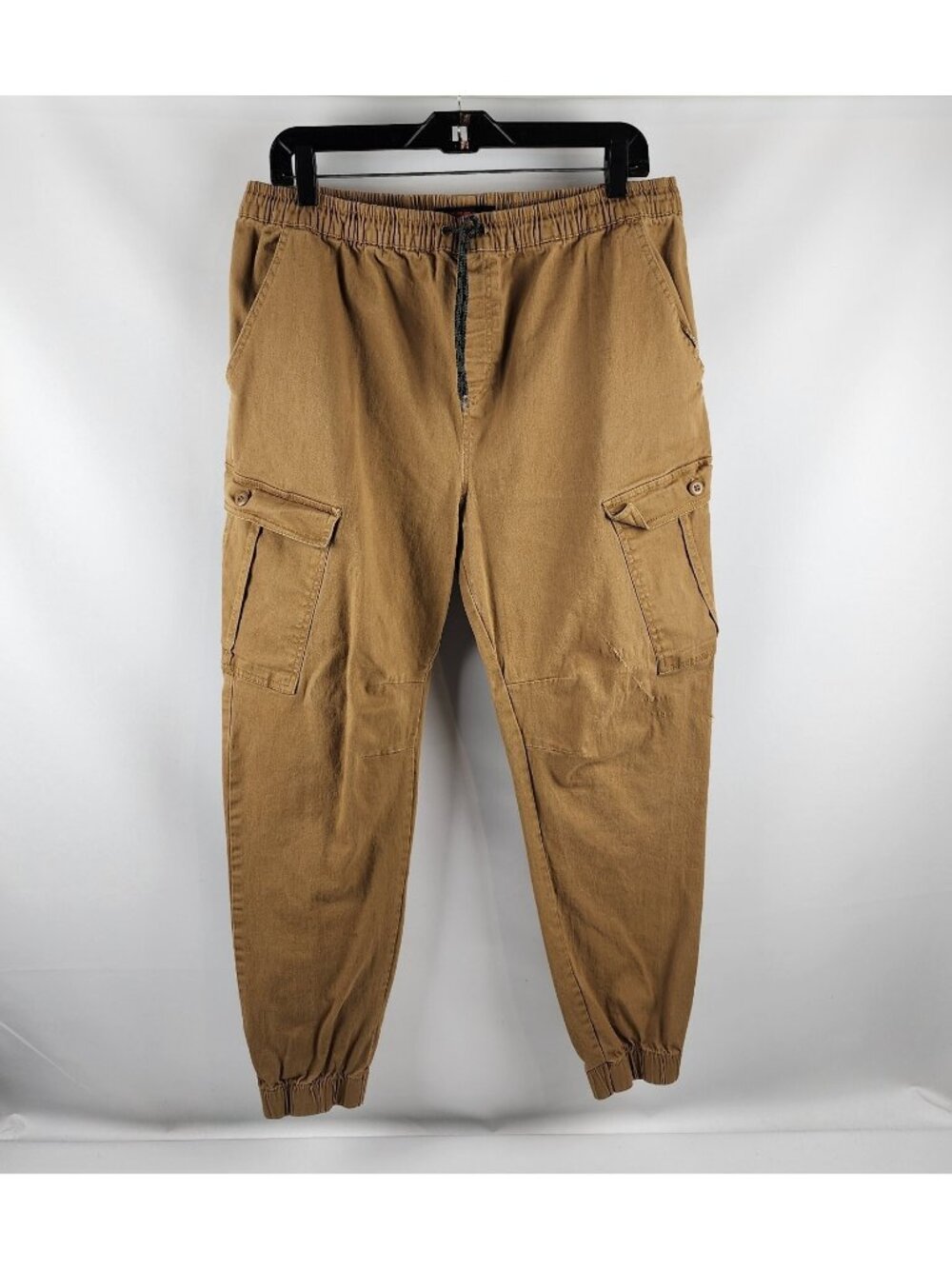 Mecca Pants Mens Large Cargo Jogger Elastic Ankle Tan Pockets (34x27)